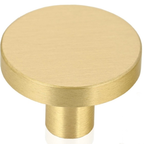 Solid Brass Round 1 1/8” Cabinet Pulls - Brushed Gold Finish (Qty. 12) - Picture 3 of 12